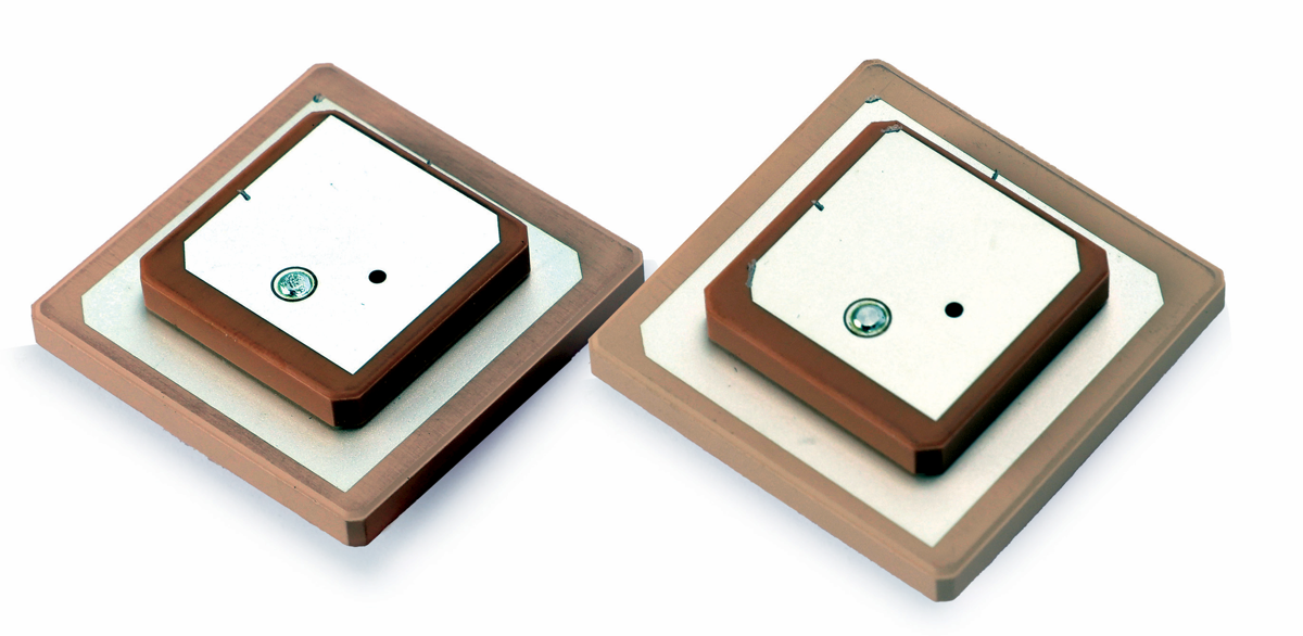 Passive dual-band GPS ceramic patch antenna elements